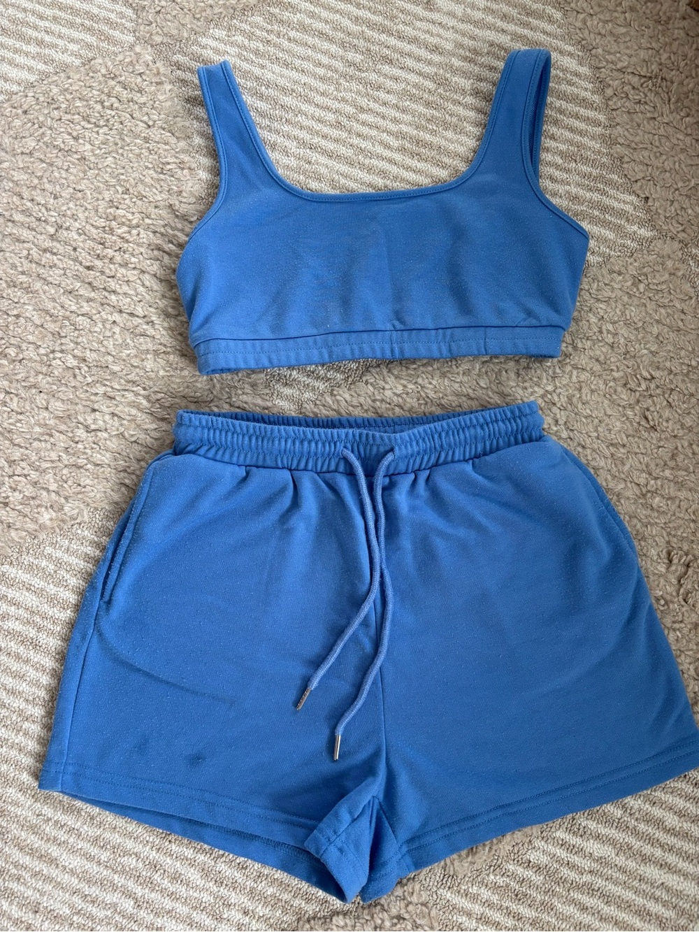 Blue Shorts Lounge Set